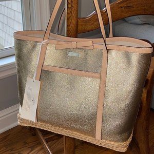 Kate Spade Gold Espadrille Tote Bag